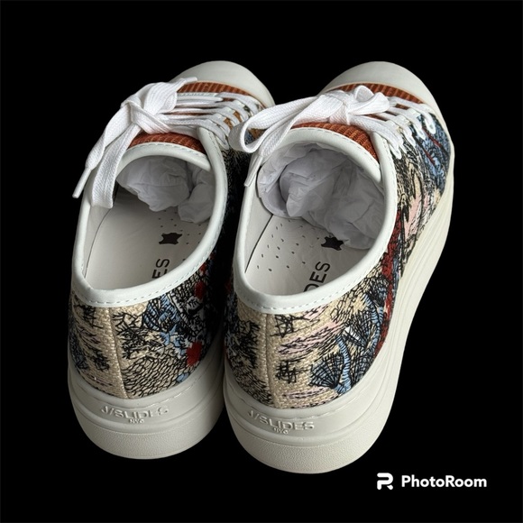 J Slides Orange & Blue Tropical Nikki Sneaker - 6.5 NIB - Picture 5 of 6